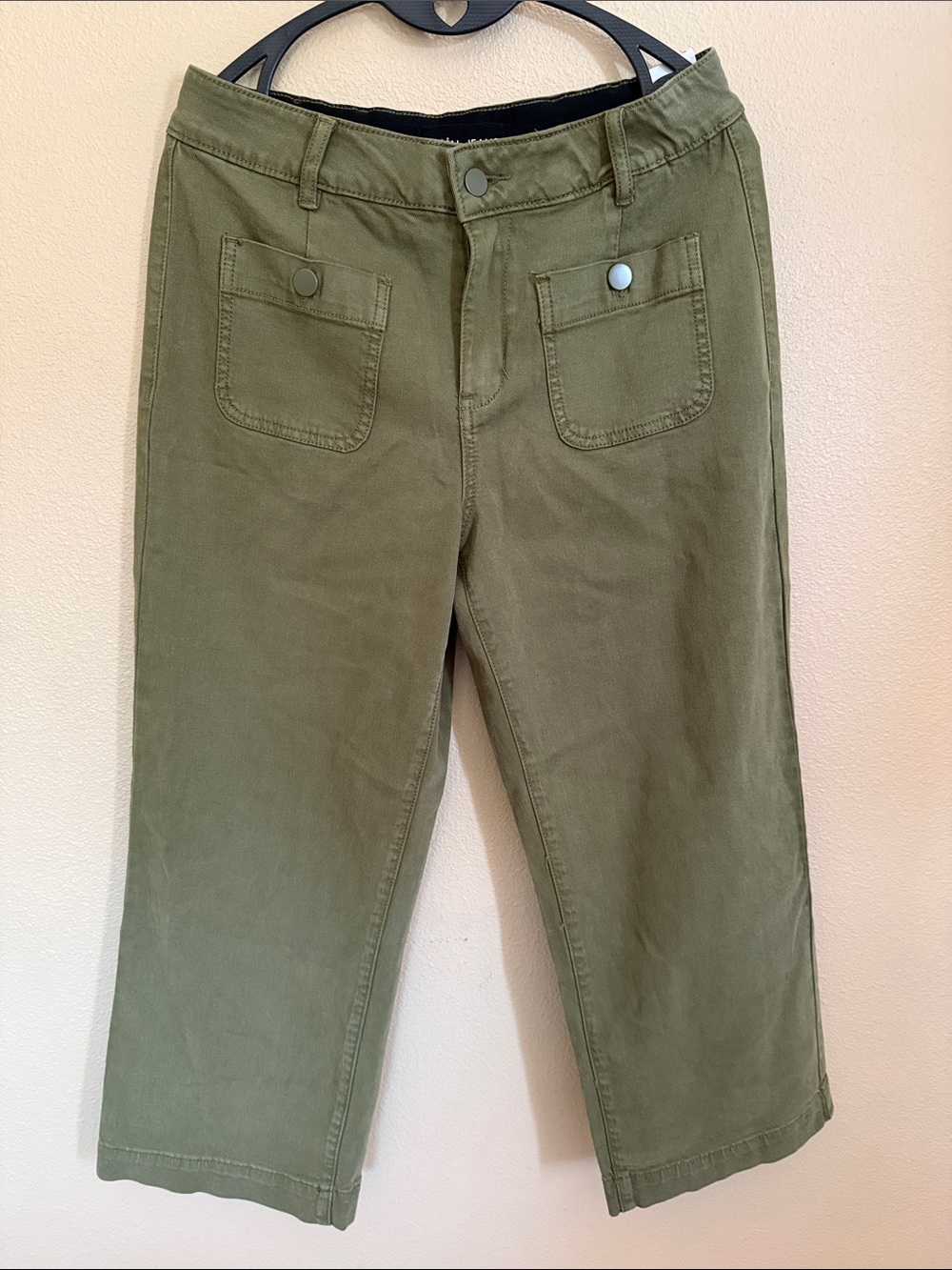 Tribal Olive Green Cropped Jeans